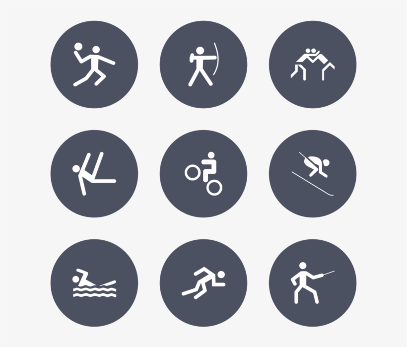 Sports Icon In Style Flat Circle White On Blue Gray - Icon, transparent png #4589228