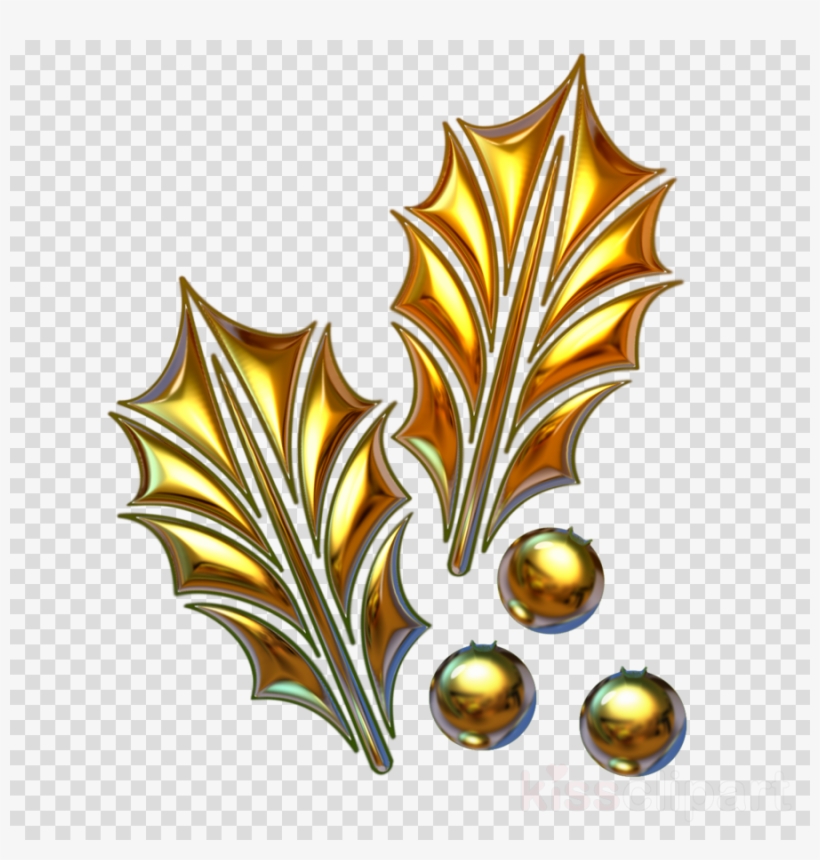 Gold Christmas Leaves Png Clipart Christmas Day Clip - Christmas Day, transparent png #4591993