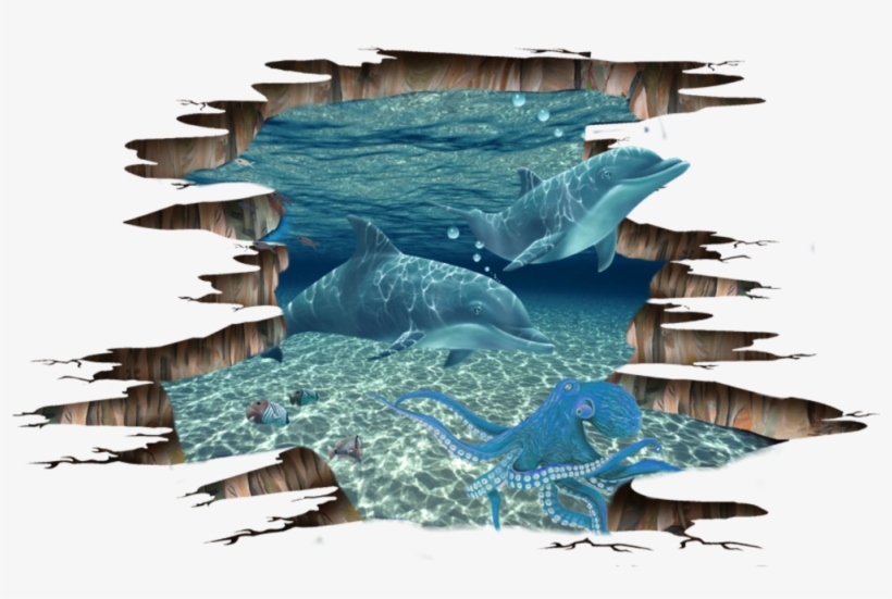 Ocean Sea Creature Dolphin Asthetic 3d Mindblown Lol - Home Decoration 3d Galaxy Planet Removable Wall Stickers, transparent png #4595028