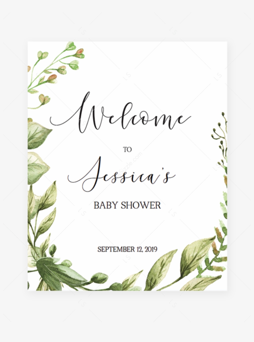 Welcome To Baby Shower Sign Editable Pdf Template Green - Baby Shower, transparent png #4599546