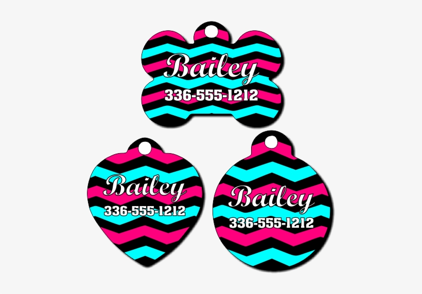 Personalized Multi-colored Chevron Background Pet Tag - Dog, transparent png #461331