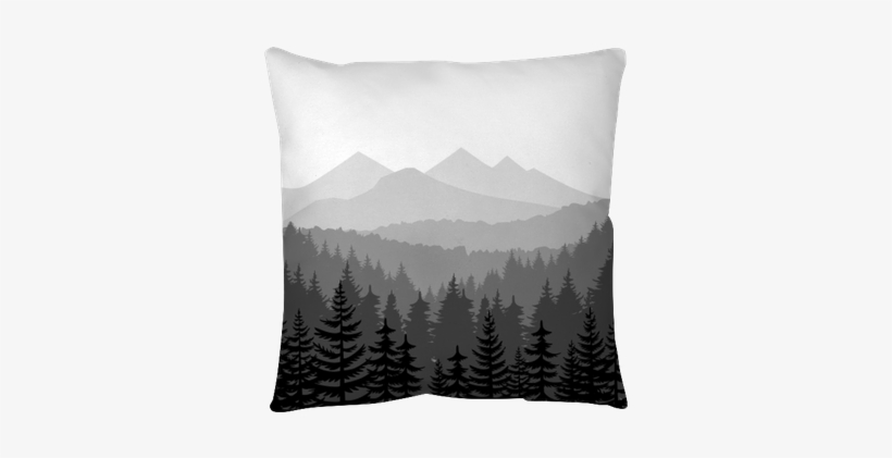Pine Forest And Mountains Vector Backgrounds Pillow - Bosque De Pinos Vector, transparent png #461862