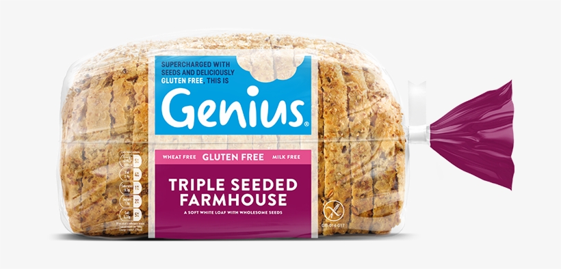 Triple Seeded Farmhouse 535g - Genius Gluten Free Triple Seeded Sliced Bread, transparent png #463927