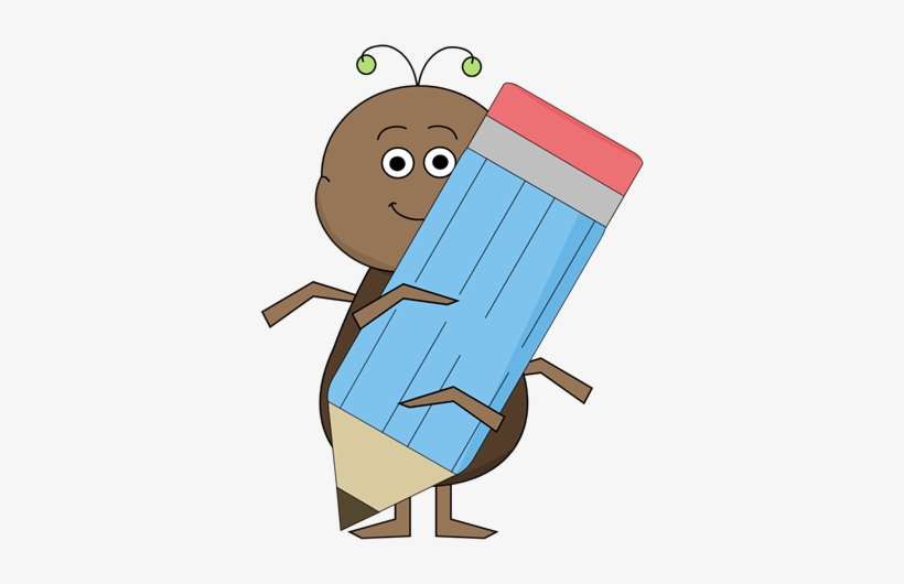Bug Using Pencil - School Cute Clipart, transparent png #464163