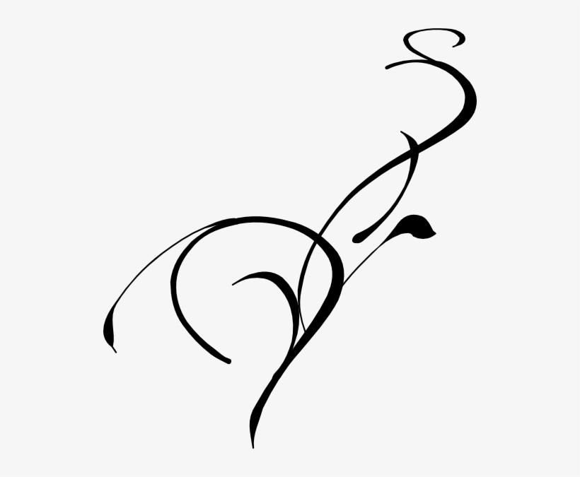 Curl Clipart Floral Scroll - Black Flower Clip Art, transparent png #465058