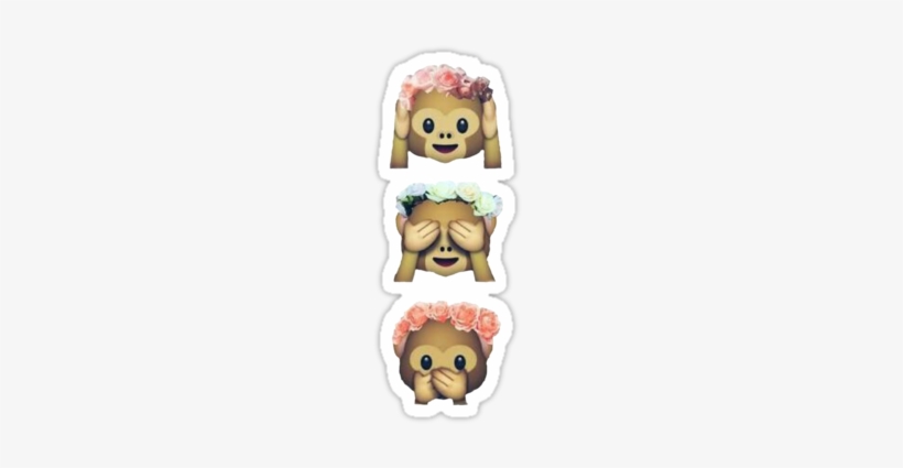 "see No Evil Monkey Emoji Hipster Flower Crown Tumblr - Emoji Wearing Flower Crown, transparent png #465079