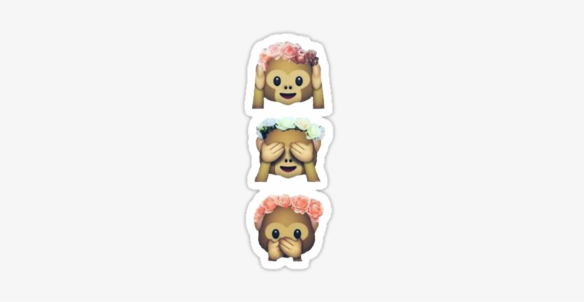 "see No Evil Monkey Emoji Hipster Flower Crown Tumblr - Emoji Wearing Flower Crown, transparent png #465079