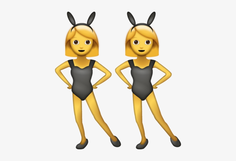 Download Women With Bunny Ears Iphone Emoji Icon In - Dancing Girls Emoji Png, transparent png #465310