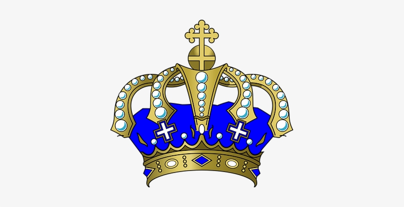 Gold Crown Royalty Coronation Luxury Golde - Blue And Gold Crown Png, transparent png #465432