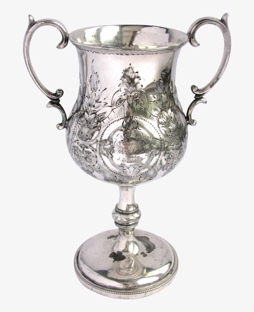 Antique Silver Repousse Trophy 1875 -for Friendship - Stemware, transparent png #465821
