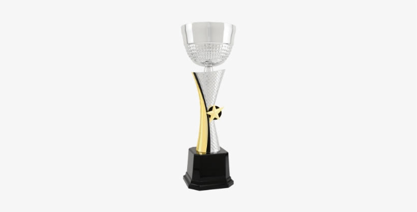 13 1/2 Silver & Gold Textured Metal Cup Trophy, transparent png #465901