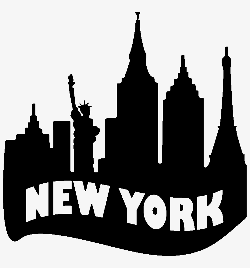 Sticker New York Skyline Texte Ambiance Sticker Kc2304 - Silhouette, transparent png #466869