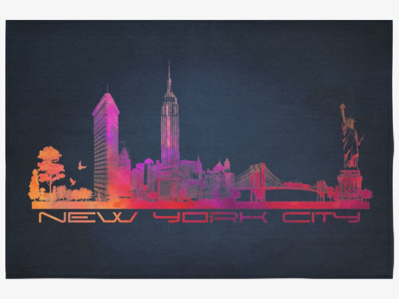 New York City Skyline 4 Cotton Linen Wall Tapestry - Skyline, transparent png #467173