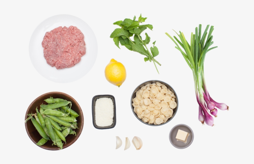 Lamb, Mint & Pea Orecchiette With Purple Spring Onions - Food, transparent png #467548