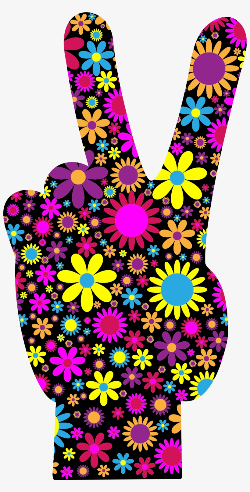 Floral Peace Hand Sign Icons Png - Floral Peace Hand Sign Full/queen Duvet Cover, transparent png #468083