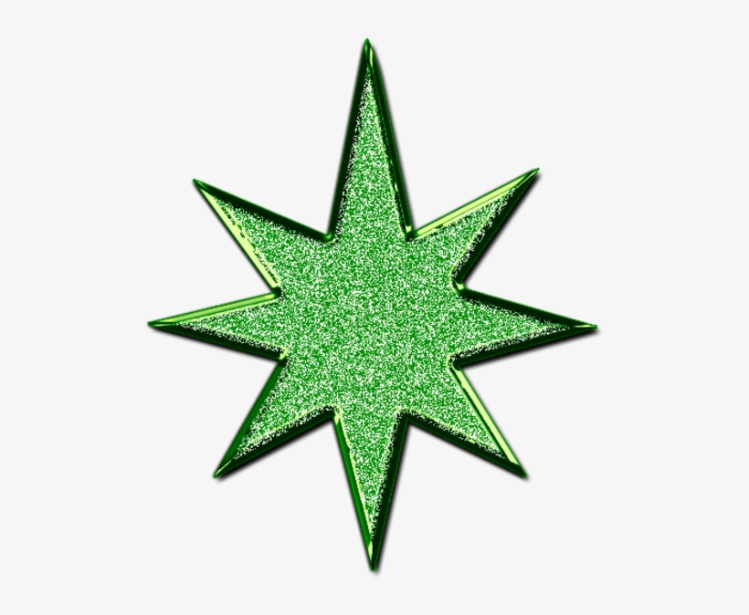 Star D Glitter Green - Clip Art, transparent png #468240