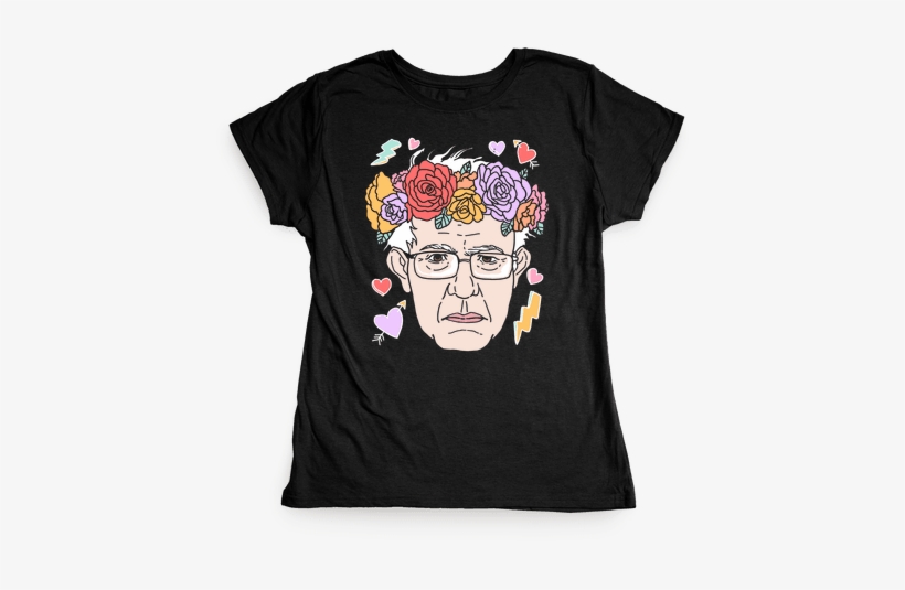 Bernie With Flower Crown Womens T-shirt - Chill Shirts, transparent png #468533
