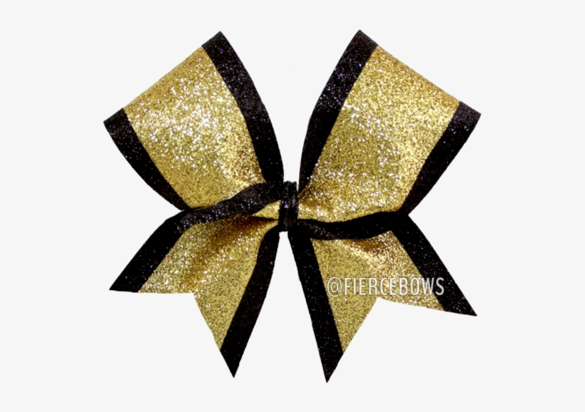 Gold Glitter With Black Glitter Trim Bow - Glitter, transparent png #468573