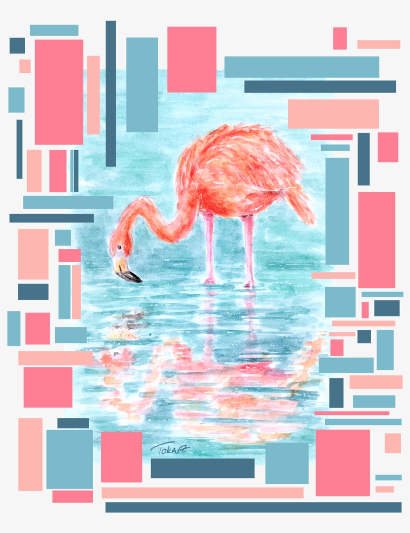 Watercolour Painting/mixedmedia - Greater Flamingo, transparent png #469923