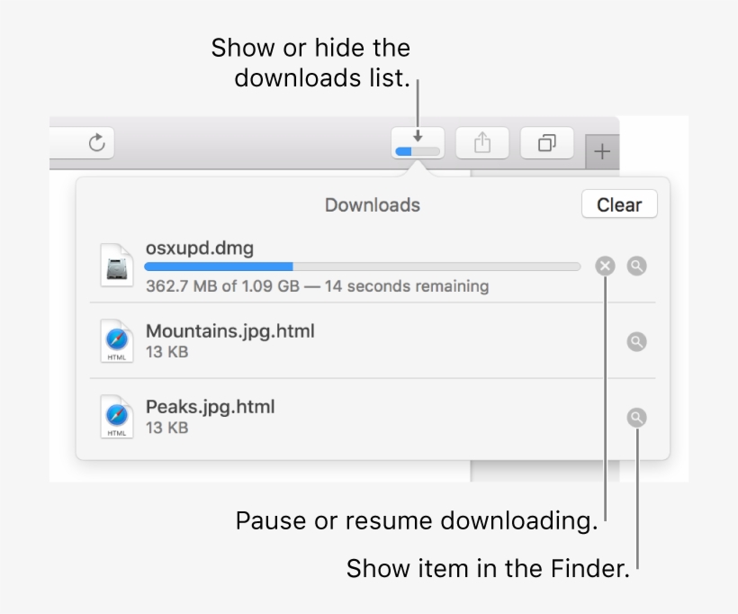 The Downloads Button In The Toolbar, With The Downloads - Safari Downloads, transparent png #4603101