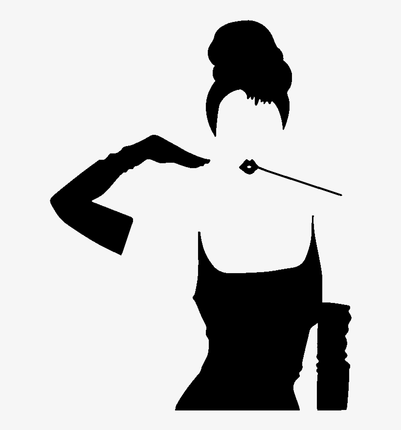 Sticker Silhouette Femme Elegante Ambiance Sticker - Audrey Hepburn Black Dress And Pearls, transparent png #4606382