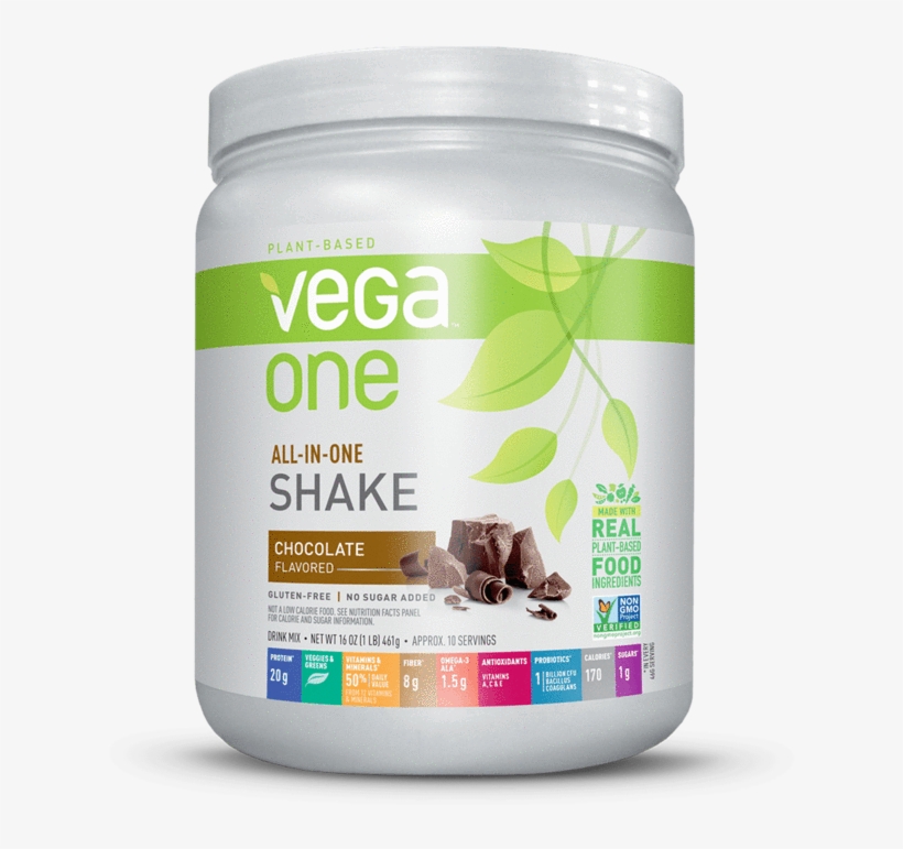 Vega One® All In One Shake - Vega One All-in-one Nutritional Shake, Chocolate, 16, transparent png #4612172