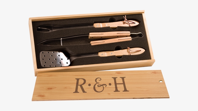 Couple Initials Engraved Grilling Tools Set - Jds Industries Bbq Gift Set Spatula Fork Tongs And, transparent png #4618392