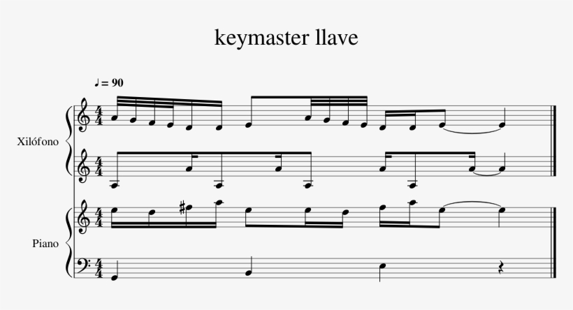 Keymaster Llave Sheet Music For Piano, Percussion Download - Music, transparent png #4621378