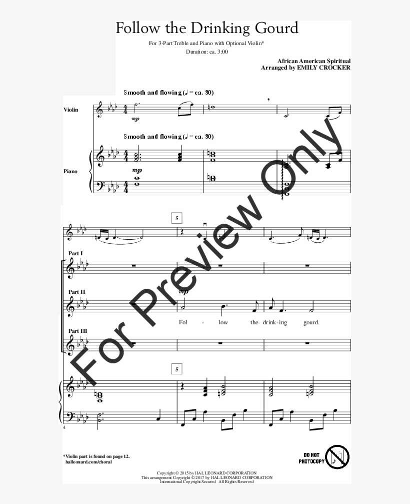 Follow The Drinking Gourd Thumbnail - Follow The Drinkin' Gourd - Sheet Music, transparent png #4622212