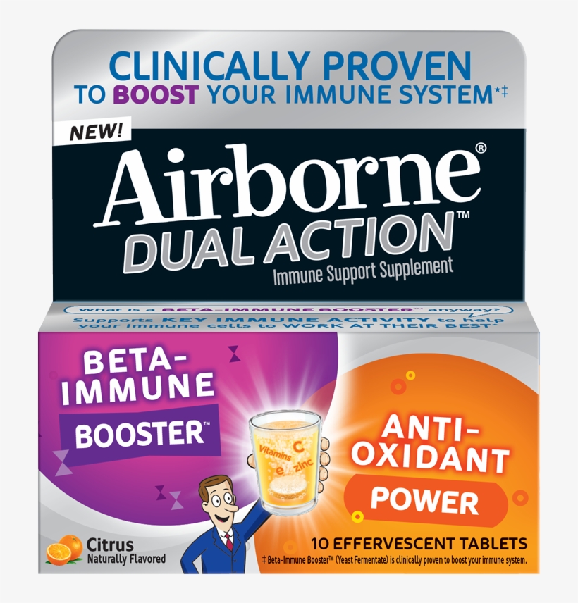 From The Manufacturer - Airborne Dual Action Beta Immune Booster & Anti-oxidant, transparent png #4622822
