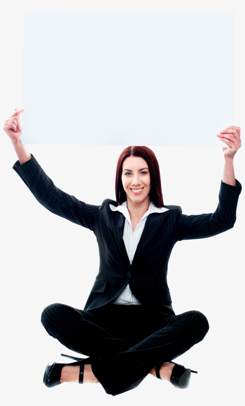 Business Women Holding Banner Png - Business Woman Sitting Png, transparent png #4622998