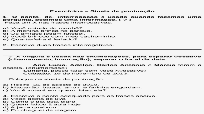 Sinais De Pontuação Exercícios, transparent png #4625495