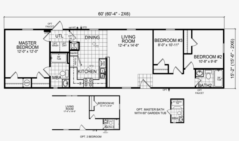 The Mason Model Has 3 Beds And 2 Baths - 3 Bedroom Single Wide Mobile Home Floor Plans, transparent png #4627463