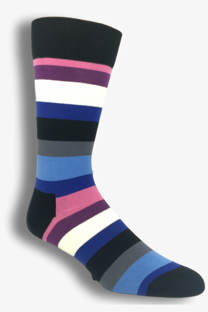 Black, Pink, And Blue Stripe Socks By Happy Socks - Sock, transparent png #4632118