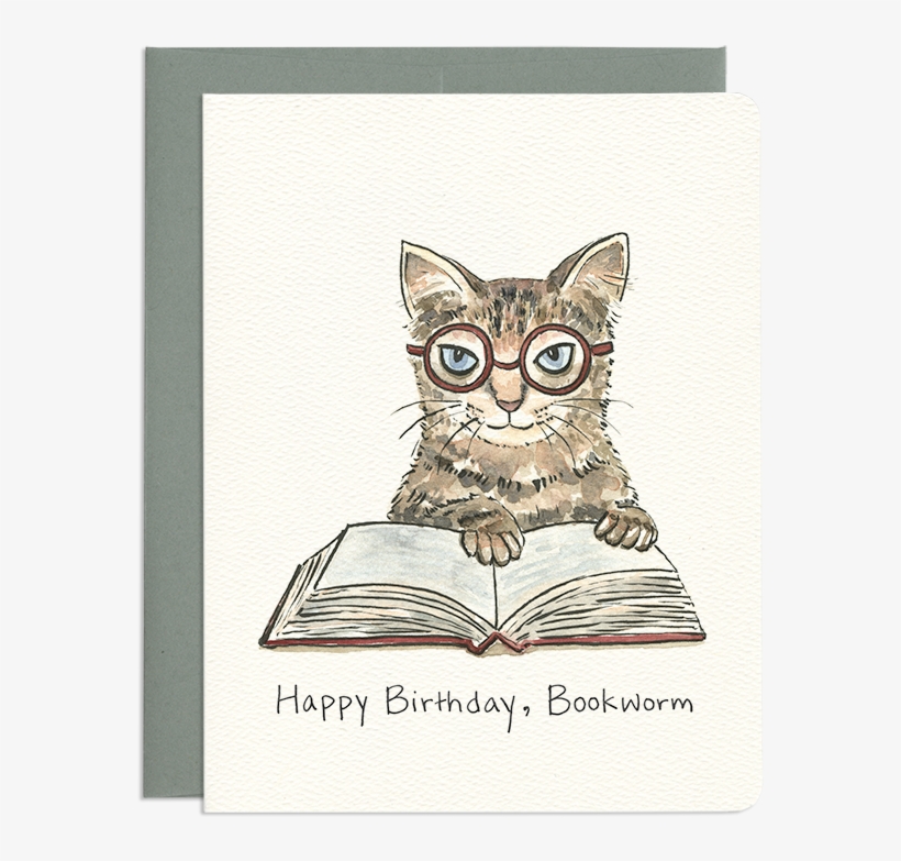 Bookworm Birthday Card - Happy Birthday Bookworm - Free Transparent PNG