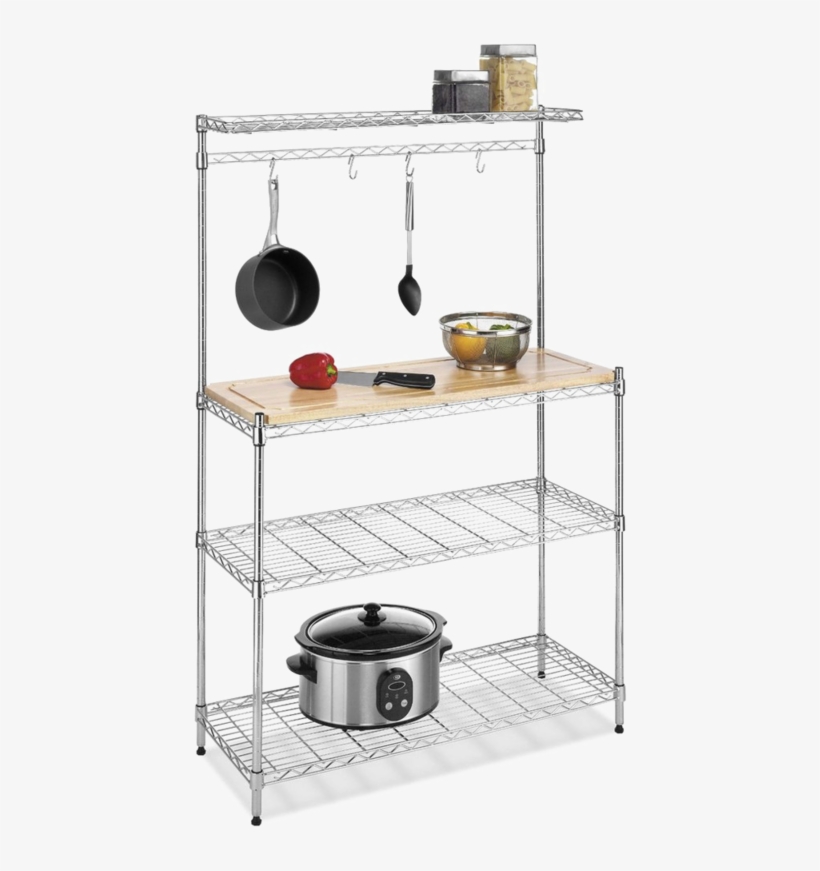 Baker's Rack Png Hd - Whitmor Supreme Baker’s Rack Wood & Chrome, transparent png #4636674
