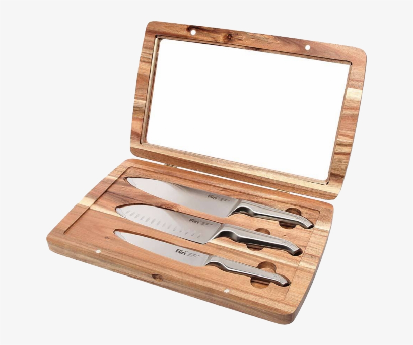 Furi Pro 3 Piece Acacia Knife Set Gift Boxed, transparent png #4636676