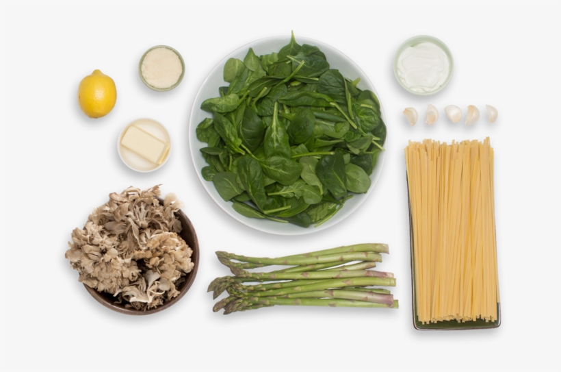 Creamy Pasta Primavera With Sautéed Asparagus & Crispy - Creamy Asparagus Mushrooms Pasta, transparent png #4637817