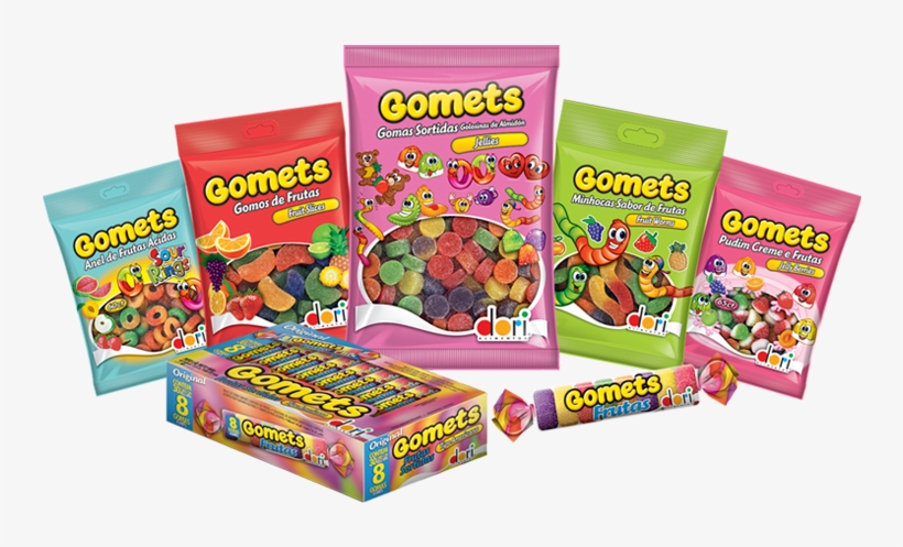 Packshots Gomets 2 - Bala De Goma Tubo Frutas C/30 - Dori, transparent png #4639251