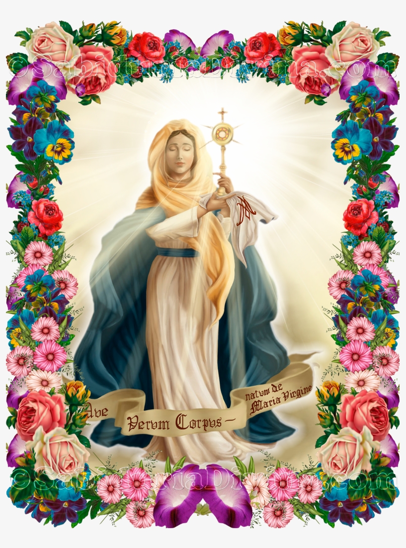 Verdadero Cuerpo Nacido De La Virgen María - Our Lady Blessed Sacrament Catholic Medal. 14k Gold, transparent png #4639839