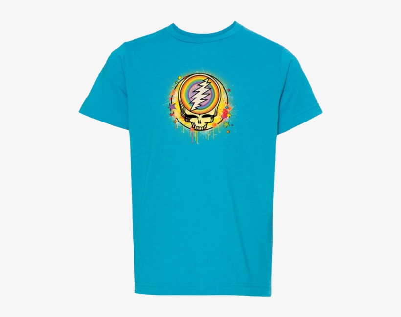 Grateful Dead Rainbow Splatter Stealie Youth T Shirt - T-shirt, transparent png #4643848