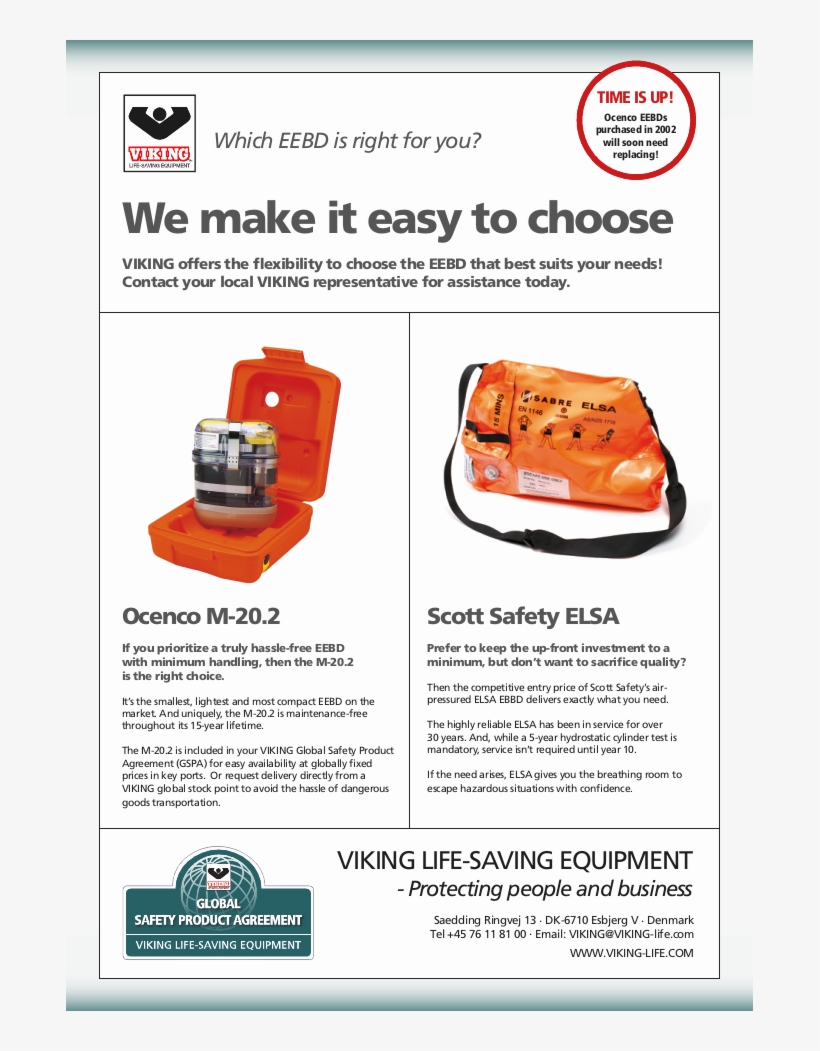 Viking Emergency Escape Breathing Devices Eebd - Oceanco Bw035-9500m, Emergency Escape Breathing Device, transparent png #4645568