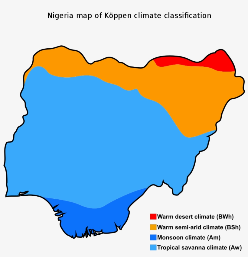 Map Of Nigeria And Its Climate Classifications - Blue Map Of Nigeria, transparent png #4651920