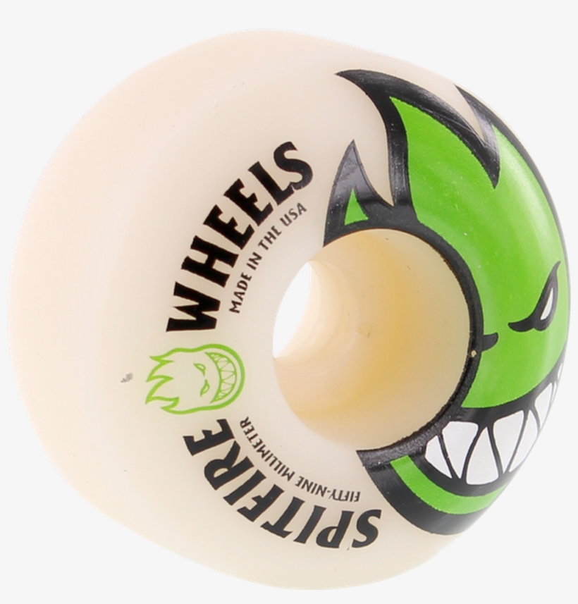 Spitfire Wheels Bighead 59mm Wht W/green - Skateboard Wheels Spitfire, transparent png #4656146