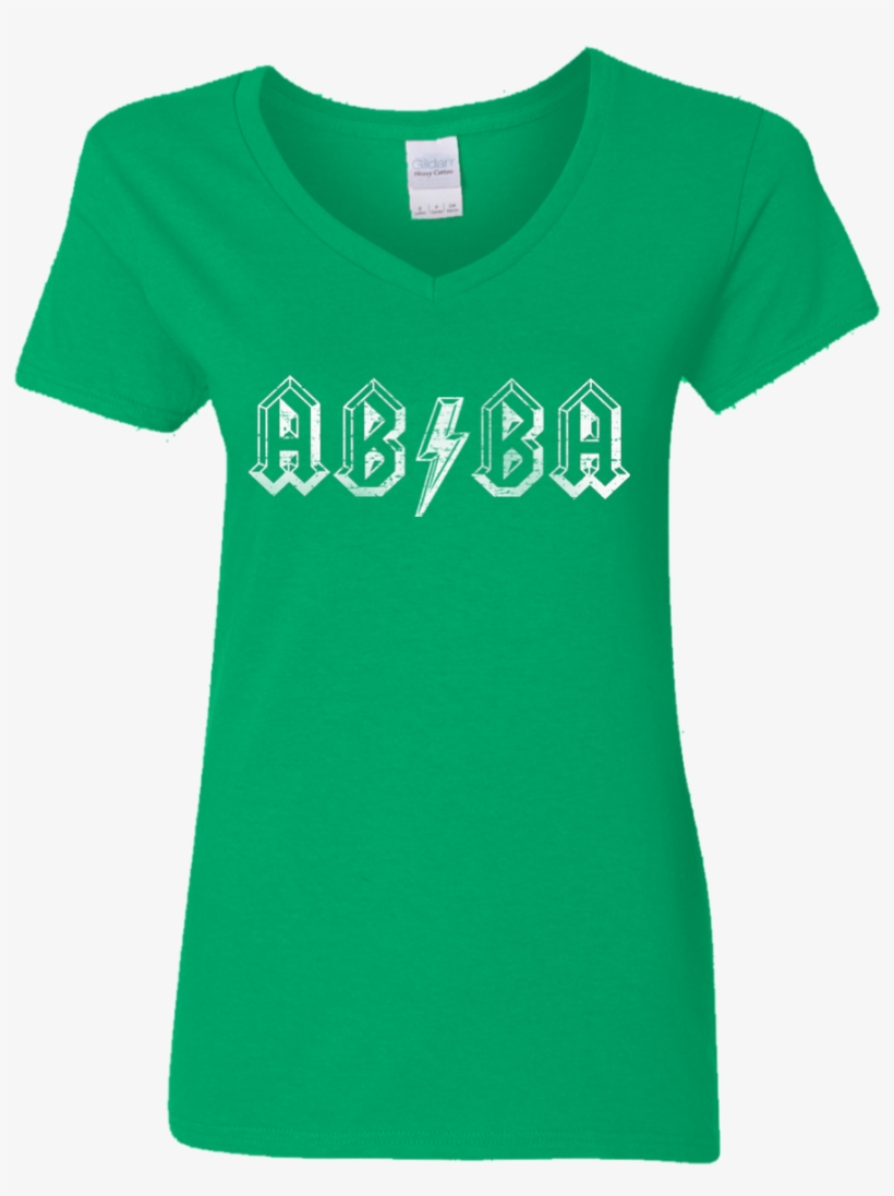 Abba Lightning Bolt Ladies' V Neck T Shirt Lady V, - 6+4+3=2 Double Play Baseball Player Distressed Tshirt, transparent png #4657056