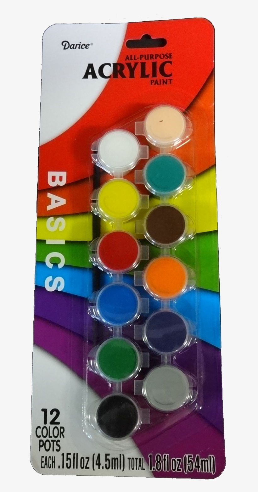 Ps 1180, Potstick Art Kit - Darice Acrylic Paint Pots Basic 12 Colors, transparent png #4658226