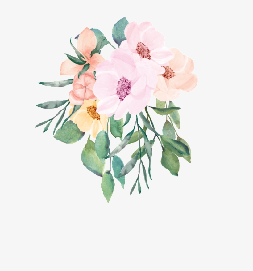 Pink Flowers Watercolor Hand Painted Transparent - Clip Art, transparent png #4660132
