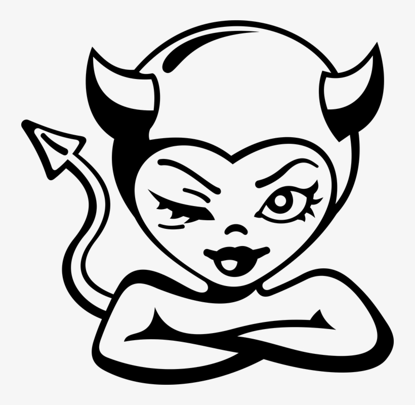 Devil, Flirt, Girl, Imp, Woman - Devil Girl Clipart, transparent png #4666321