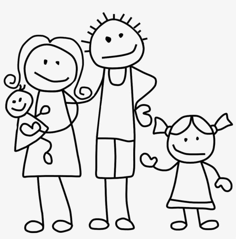 Family Clip Art Black And White - Stick Figure Family Png, transparent png #4669255