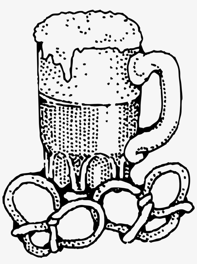 Beer And Pretzels Black White Line Art 999px 217 - Beer And Pretzel Clip Art, transparent png #4673901